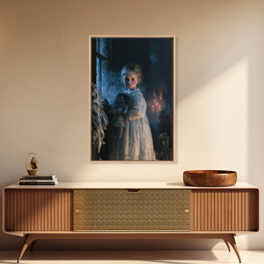 The Nursery Wisp, Victorian Ghost Portrait, Vertical Canvas Print, Dark Academia Decor, Gothic Wall Decor, Classic Monster Art