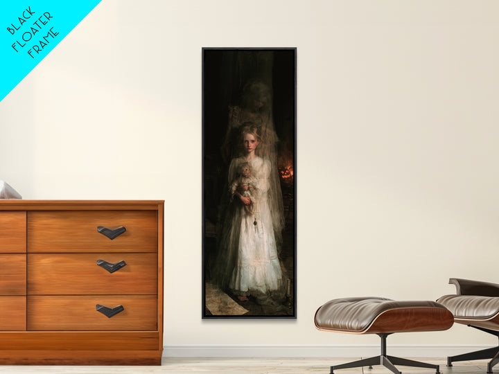 The Nursery Wisp, Victorian Ghost Portrait, Tall Narrow Canvas Print, Gothic Home Decor, Canvas Print, Classic Monster Art