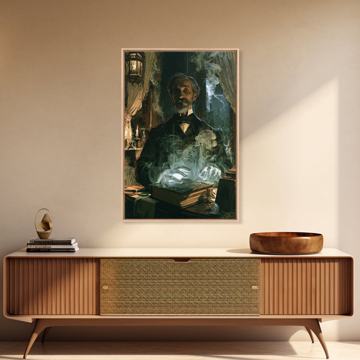 The Library Specter, Victorian Ghost Portrait, Vertical Canvas Print, Classic Halloween Decor, Antique Horror Decor, Classic Monster Art