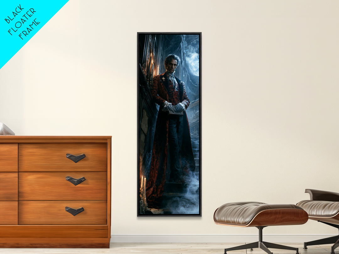 The Library Specter, Victorian Ghost Portrait, Tall Narrow Canvas Print, Macabre Home Decor, Canvas Print, Classic Monster Art