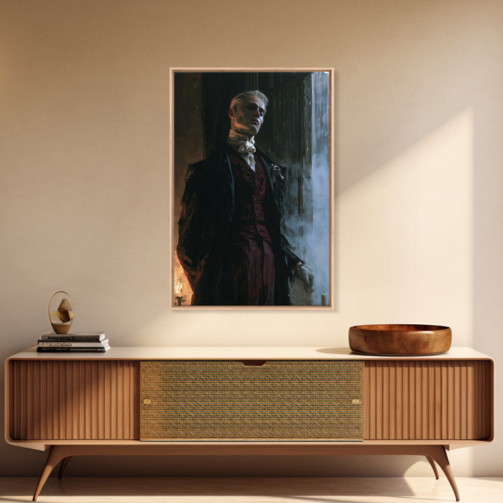 The Ballroom Phantom, Victorian Ghost Portrait, Vertical Canvas Print, Classic Halloween Decor, Gothic Wall Decor, Classic Monster Art
