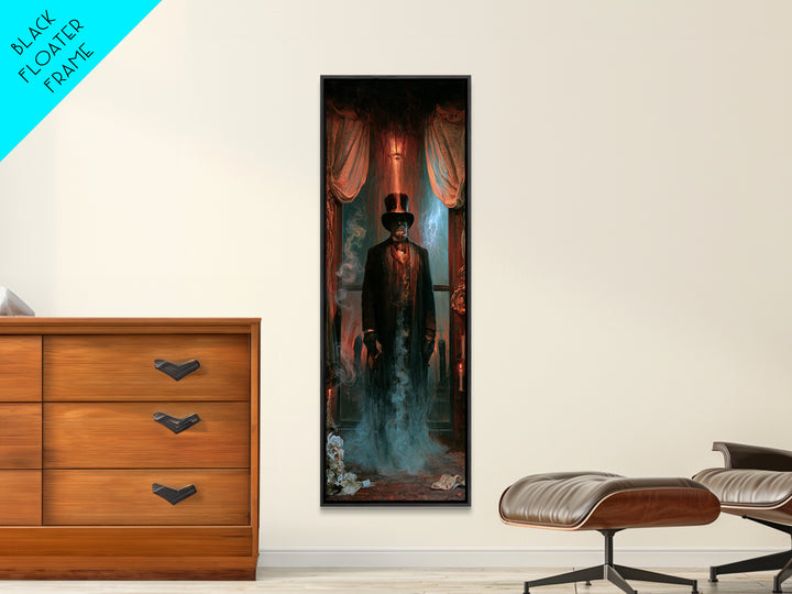 The Railway Ghost, Victorian Ghost Portrait, Tall Narrow Canvas Print, Gothic Home Decor, Halloween Portrait Art, Classic Monster Art