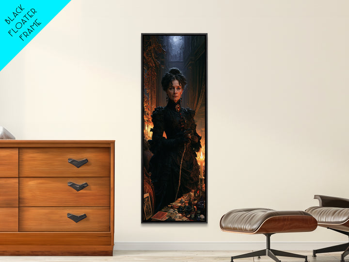 The Blackthorne Matron, Victorian Witch Portrait, Tall Narrow Canvas Print, Antique Style Decor, Canvas Print, Classic Monster Art