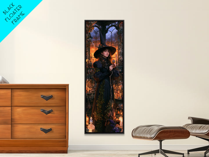 The Greenhouse Witch, Victorian Witch Portrait, Tall Narrow Canvas Print, Antique Style Decor, Antique Horror Decor, Classic Monster Art