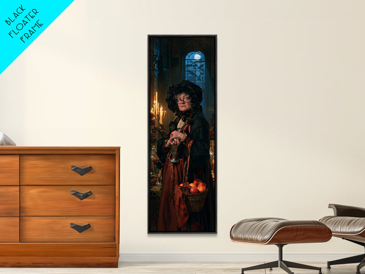 The Orchard Hexer, Victorian Witch Portrait, Tall Narrow Canvas Print, Macabre Home Decor, Spooky Season Decor, Classic Monster Art