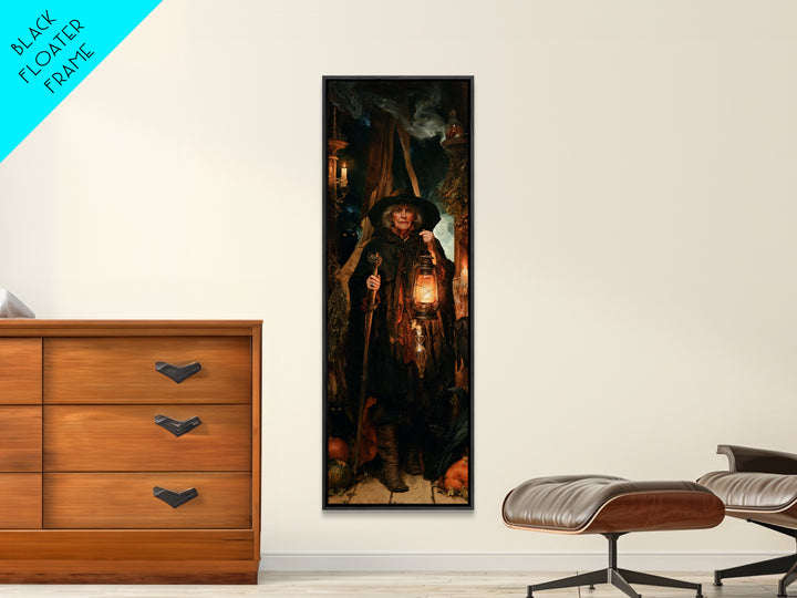 The Lantern Witch, Victorian Witch Portrait, Tall Narrow Canvas Print, Macabre Home Decor, Antique Horror Decor, Classic Monster Art