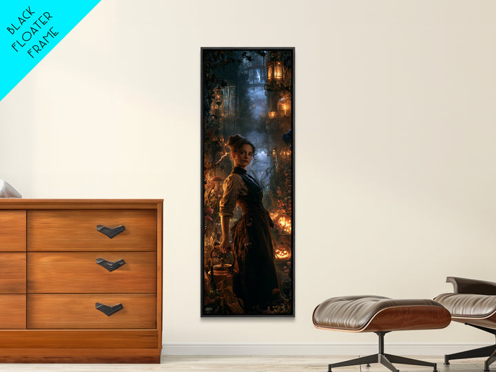 The Kitchen Witch, Victorian Witch Portrait, Tall Narrow Canvas Print, Gothic Home Decor, Gothic Wall Decor, Classic Monster Art
