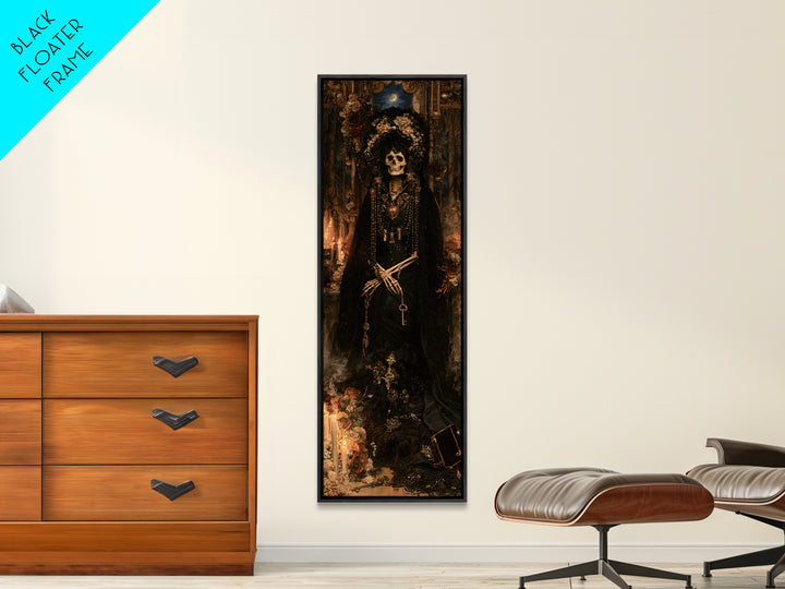 The Widow In Ivory Bone, Victorian Skeleton Portrait, Tall Narrow Canvas Print, Dark Academia Decor, Canvas Print, Classic Monster Art