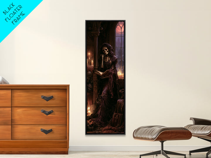 The Ballad-Singer Skeleton, Victorian Skeleton Portrait, Tall Narrow Canvas Print, Gothic Home Decor, Classic Monster Art