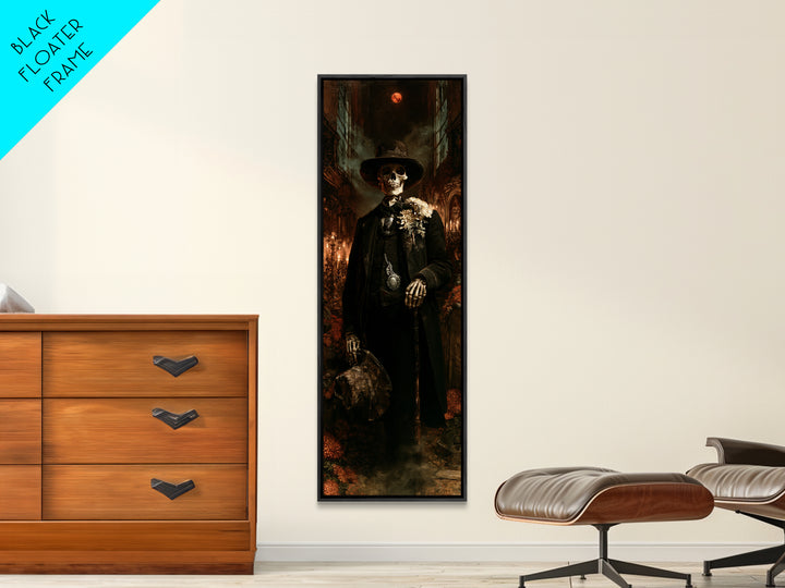 The Harvest Bones, Victorian Skeleton Portrait, Tall Narrow Canvas Print, Macabre Home Decor, Spooky Season Decor, Classic Monster Art