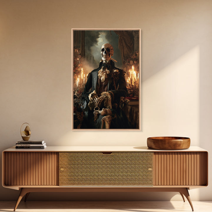 The Crypt Chamberlain, Victorian Skeleton Portrait, Vertical Canvas Print, Antique Style Decor, Gothic Wall Decor, Classic Monster Art