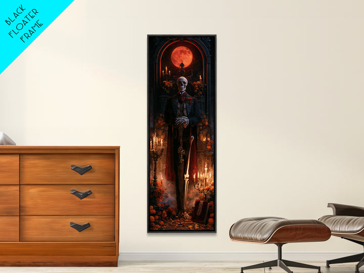 The Crypt Chamberlain, Victorian Skeleton Portrait, Tall Narrow Canvas Print, Gothic Home Decor, Gothic Wall Decor, Classic Monster Art