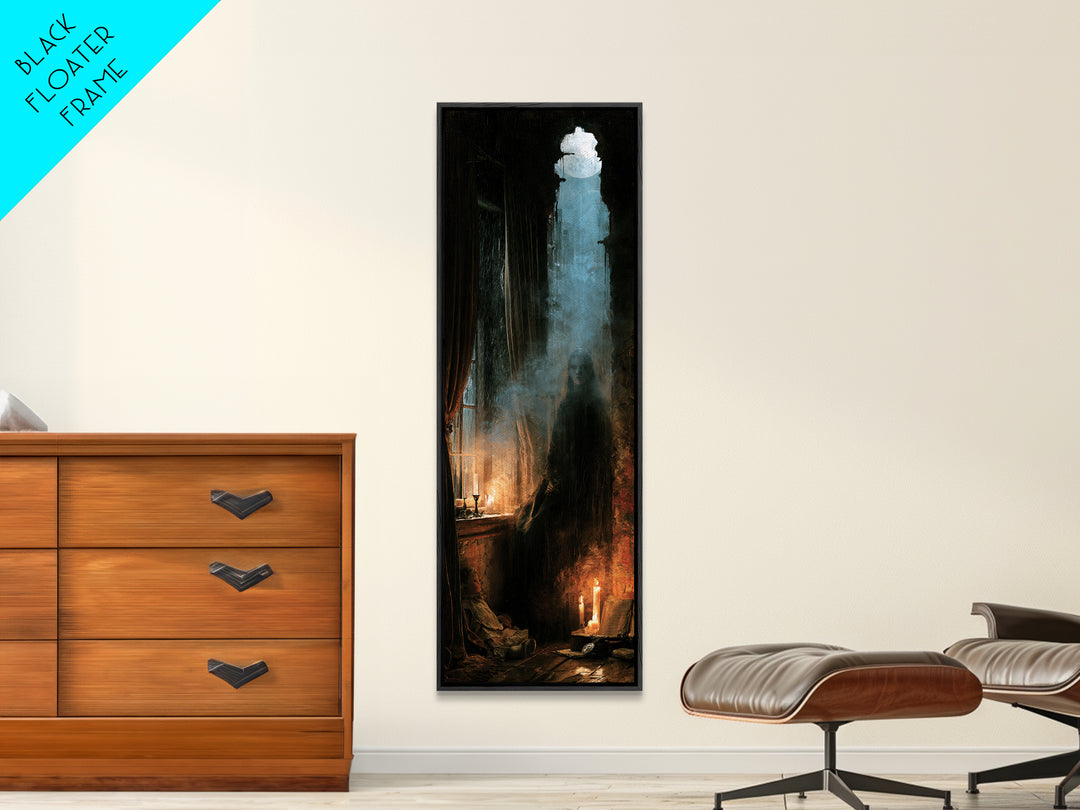 The Cellar Phantom, Victorian Phantom Portrait, Tall Narrow Canvas Print, Classic Halloween Decor, Spooky Season Decor, Classic Monster Art