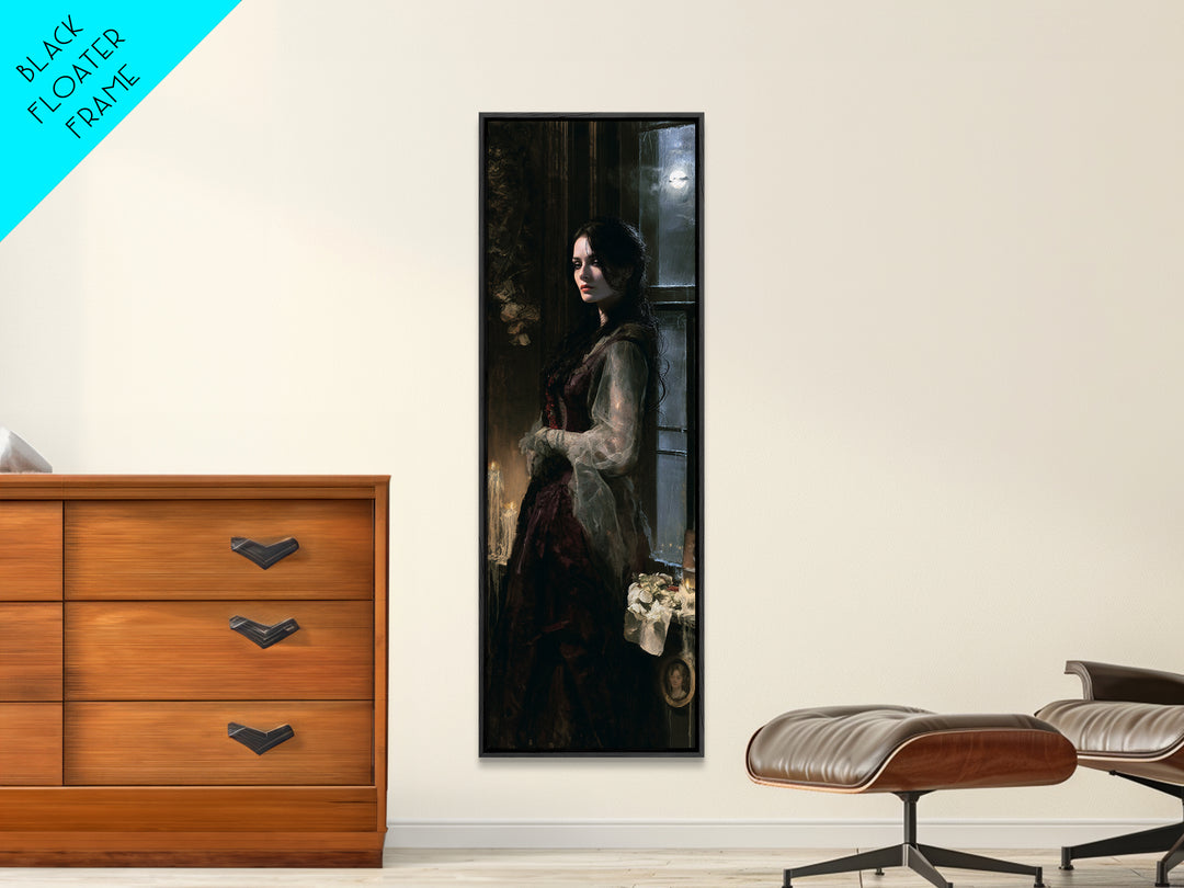 The Lake House Wraith, Victorian Phantom Portrait, Tall Narrow Canvas Print, Gothic Home Decor, Gothic Wall Decor, Classic Monster Art
