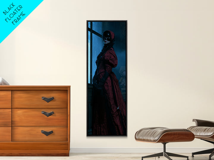 The Velvet Mask Specter, Victorian Phantom Portrait, Tall Narrow Canvas Print, Classic Halloween Decor, Canvas Print, Classic Monster Art