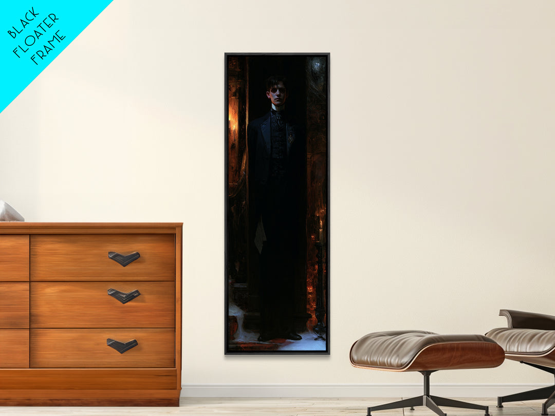 The Servant Of The North Wing, Victorian Phantom Portrait, Tall Narrow Canvas Print, Dark Academia Decor, Classic Monster Art
