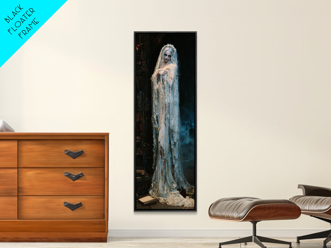 The Storm-Stitched Bride, Victorian Monster Portrait, Tall Narrow Canvas Print, Gothic Home Decor, Canvas Print, Classic Monster Art