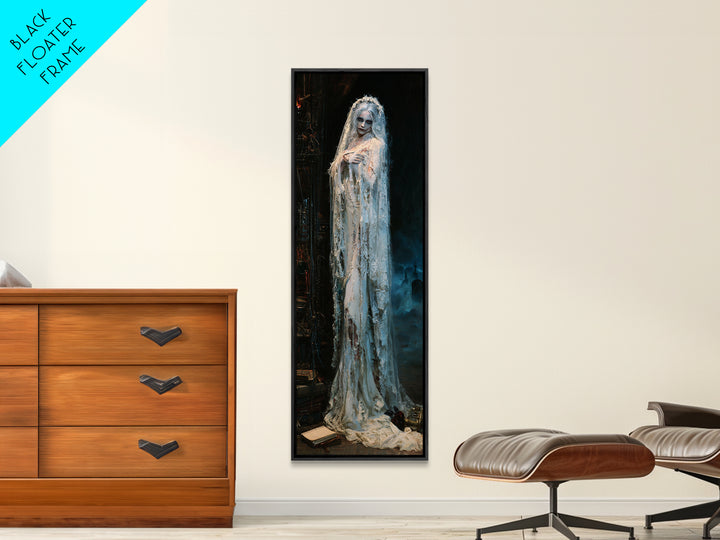The Storm-Stitched Bride, Victorian Monster Portrait, Tall Narrow Canvas Print, Gothic Home Decor, Canvas Print, Classic Monster Art
