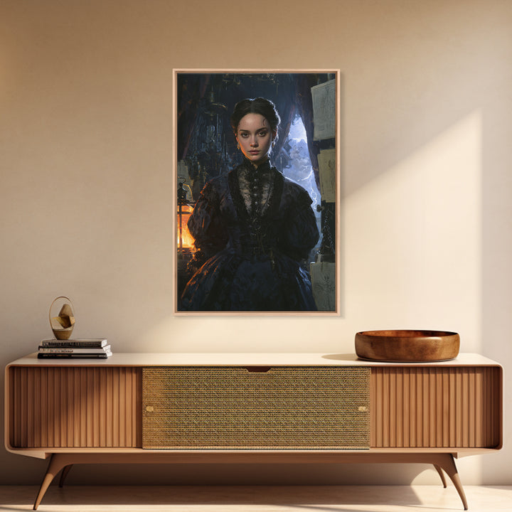 The Thunder Parlour Girl, Victorian Monster Portrait, Vertical Canvas Print, Macabre Home Decor, Canvas Print, Classic Monster Art