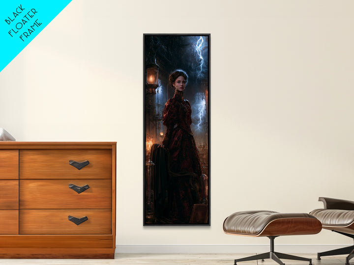 The Thunder Parlour Girl, Victorian Monster Portrait, Tall Narrow Canvas Print, Gothic Home Decor, Spooky Season Decor, Classic Monster Art