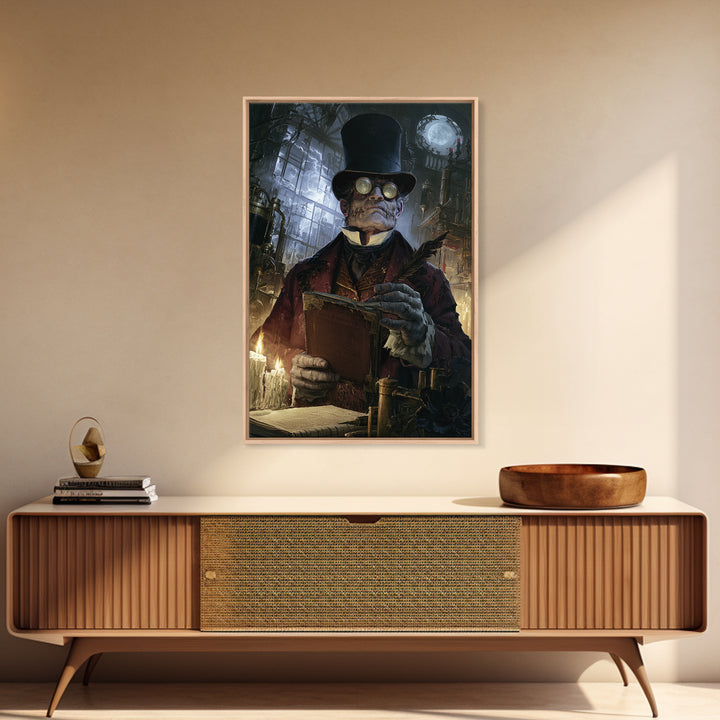The Graveyard Tutor, Victorian Monster Portrait, Vertical Canvas Print, Classic Halloween Decor, Spooky Season Decor, Classic Monster Art