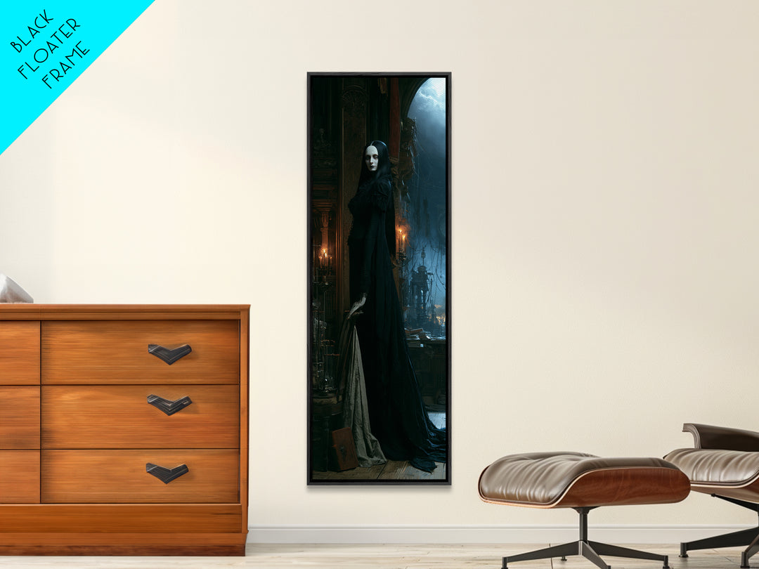 The Alabaster Creation, Victorian Monster Portrait, Tall Narrow Canvas Print, Gothic Home Decor, Gothic Wall Decor, Classic Monster Art