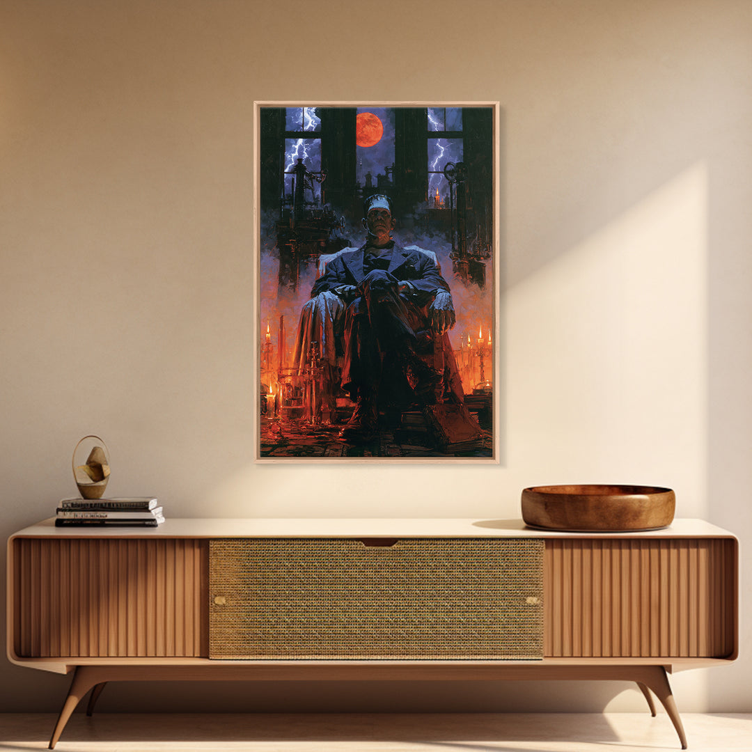 The Manor House Colossus, Victorian Monster Portrait, Vertical Canvas Print, Antique Style Decor, Classic Monster Art