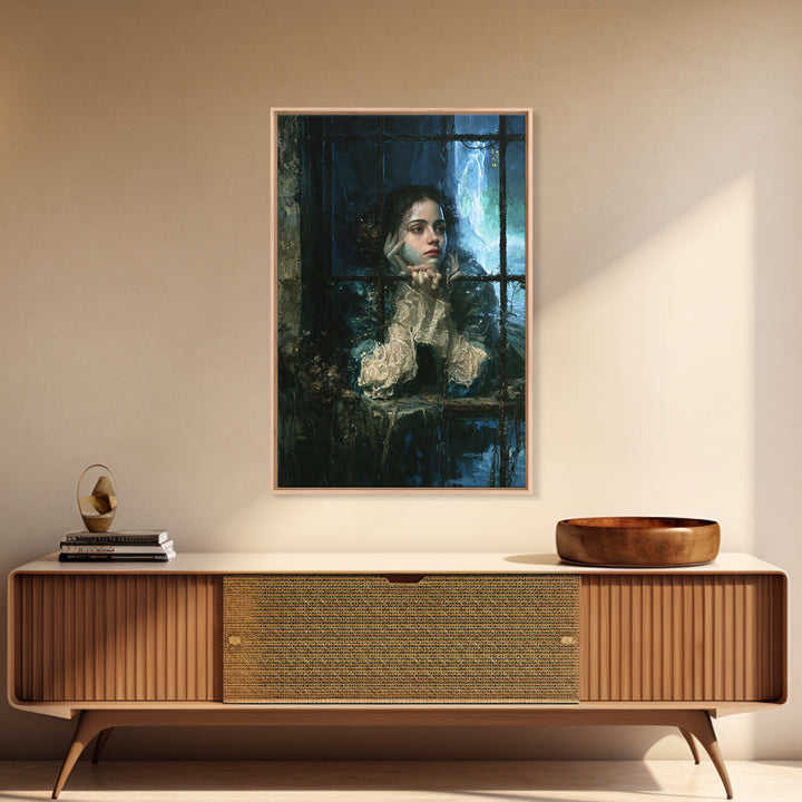 The Lagoon Bride, Victorian Creature Portrait, Vertical Canvas Print, Antique Style Decor, Gothic Wall Decor, Classic Monster Art