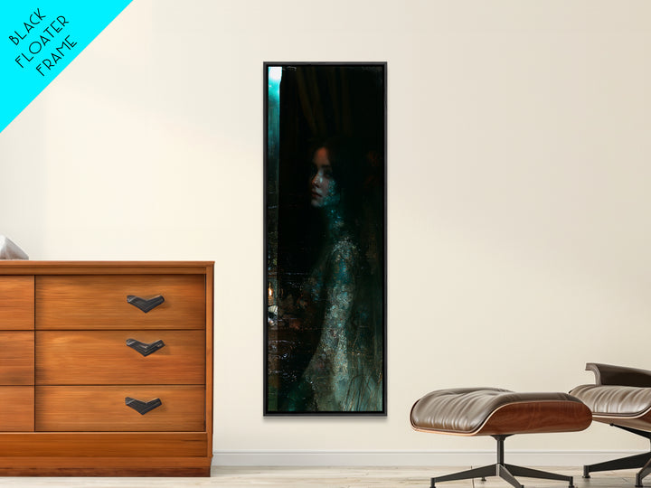 The Lagoon Bride, Victorian Creature Portrait, Tall Narrow Canvas Print, Macabre Home Decor, Halloween Portrait Art, Classic Monster Art