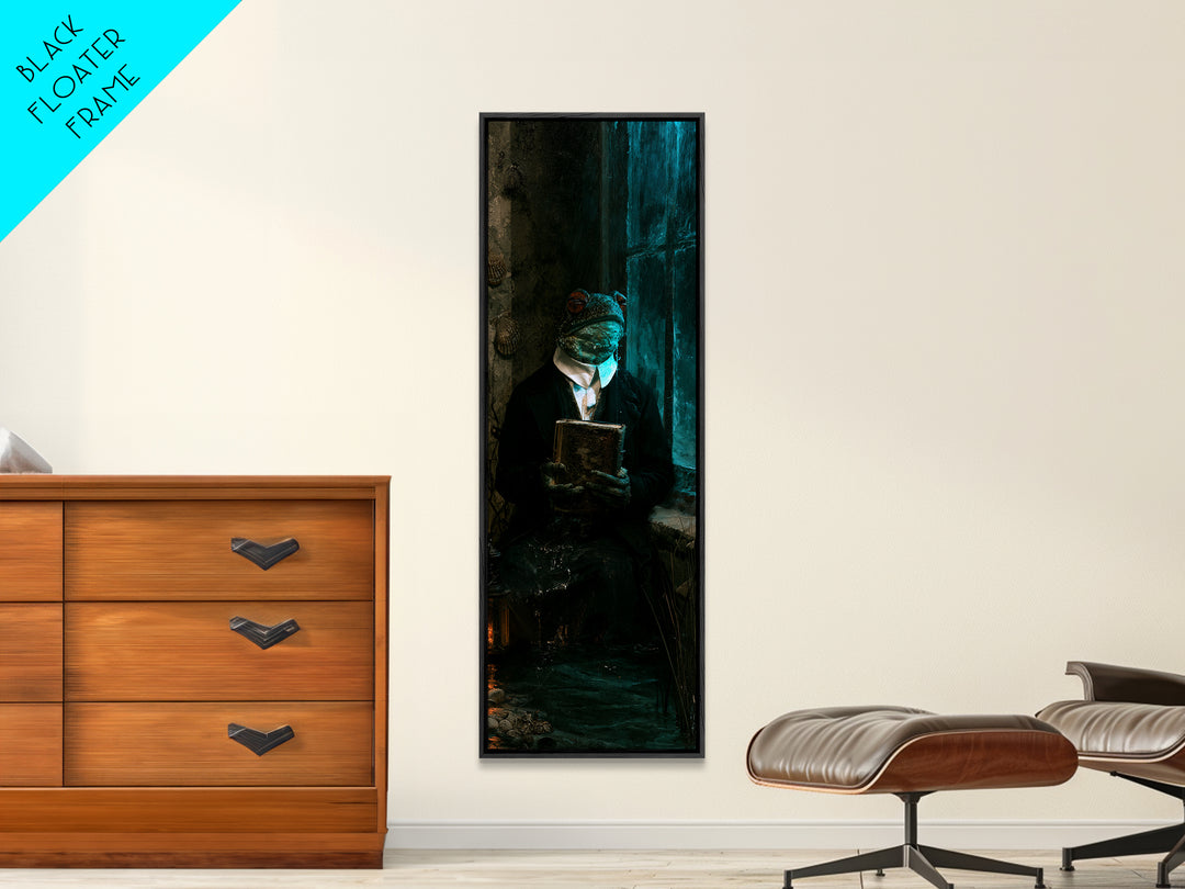 The River Chapel Creature, Victorian Creature Portrait, Tall Narrow Canvas Print, Classic Halloween Decor, Classic Monster Art