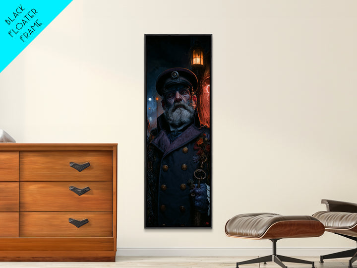 The Drowned Harbormaster, Victorian Creature Portrait, Tall Narrow Canvas Print, Dark Academia Decor, Classic Monster Art