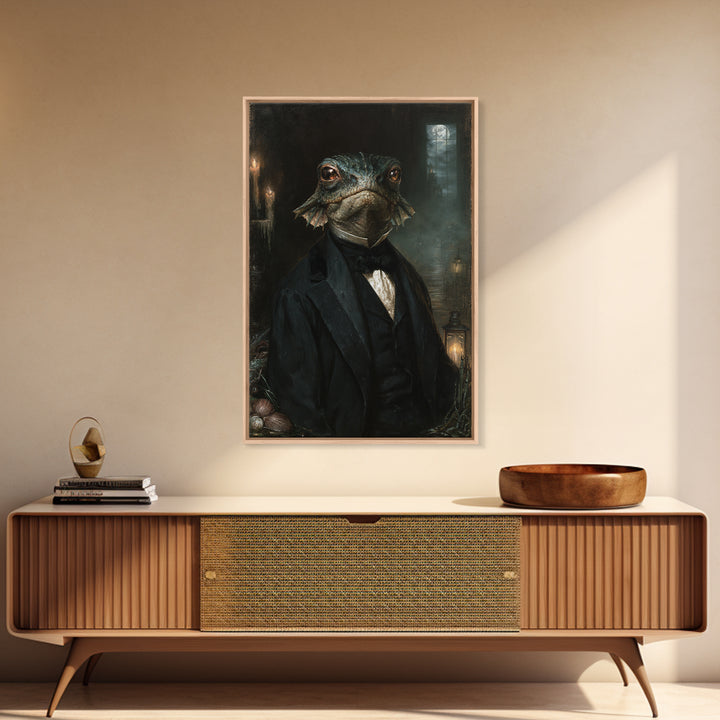 The Canal House Creature, Victorian Creature Portrait, Vertical Canvas Print, Dark Academia Decor, Antique Horror Decor, Classic Monster Art