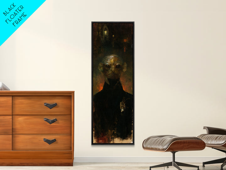 The Canal House Creature, Victorian Creature Portrait, Tall Narrow Canvas Print, Dark Academia Decor, Canvas Print, Classic Monster Art