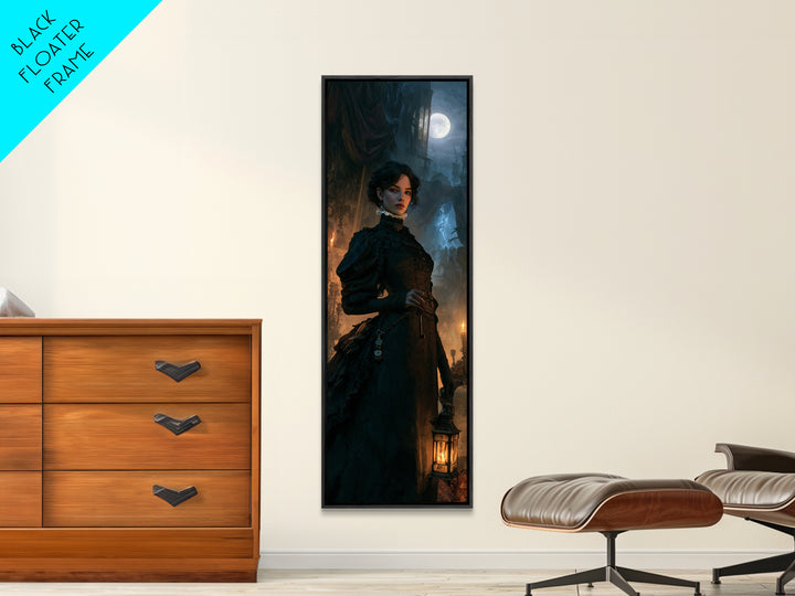 The Grave-Robber’s Daughter, Gothic Victorian Portrait, Tall Narrow Canvas Print, Macabre Home Decor, Classic Monster Art