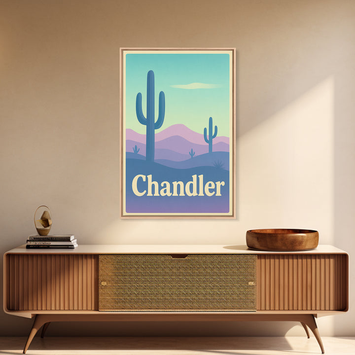 Chandler Travel Poster, Canvas Print, Pastel Retro Travel Art, Chandler Art Print, Mid Century Wall Art, Vintage City Poster, Art Print