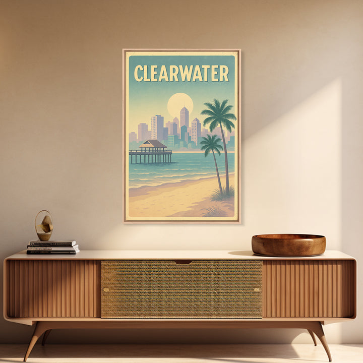 Clearwater Florida Travel Poster, Canvas Print, Dreamy Skyline Poster Art, Clearwater Art Print, Travel Wall Art, City Poster, Wall Art