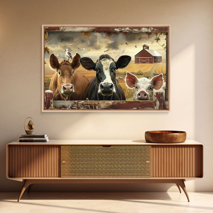 Cute Farmhouse Animal Print, Window Art, Wall Art, Home Decor, Wall Decor, Cute Farmhouse Kitsch Living Room Art