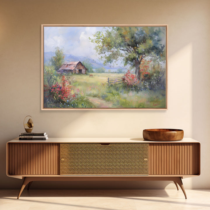 Primitive / Rustic Wall Art | Framed Canvas Print | Home Decor Gift | Housewarming Gift | Vintage Country Art | Minimalist Watercolor