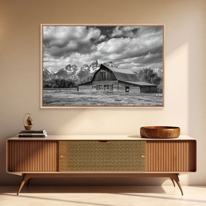 Old Barn Wall Art, Framed Canvas Print or Metal Art, Rustic Homestead Framed Canvas Art, Vintage Old Barn Black and White Wall Art
