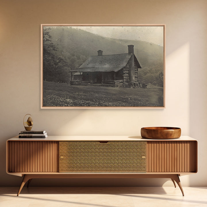 Cabin Wall Art Framed Canvas Print Or Metal Art Print, Pine Forest, Tin Type Photography Style Wall Art, Rustic Farmhouse / Western Decor