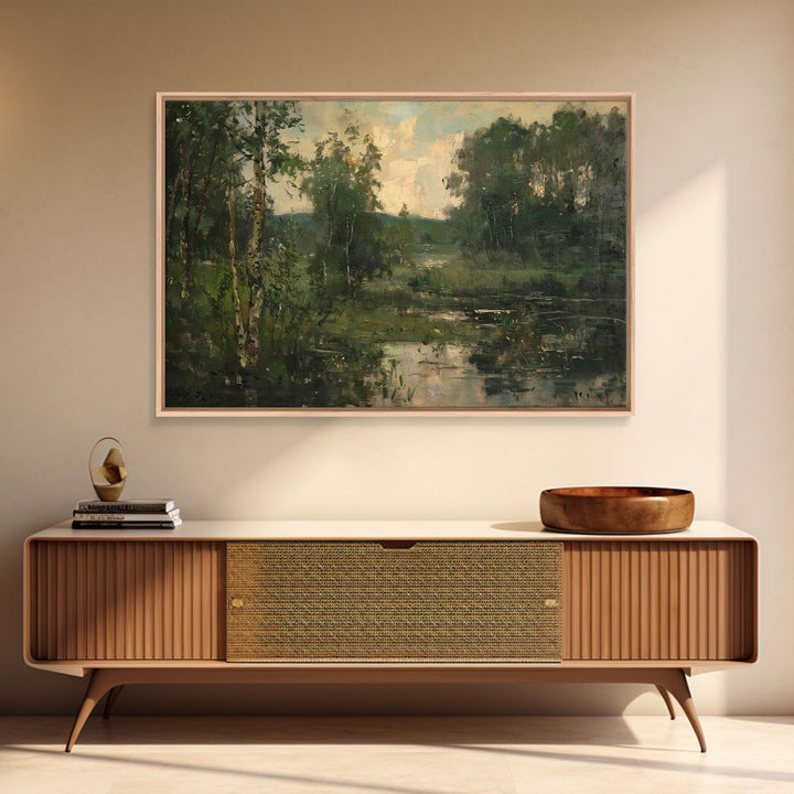 Early American Landscape Painting Framed Canvas Print | Oil Painting Print | Metal Art | Landscape Painting | Living Room Art | Home Decor