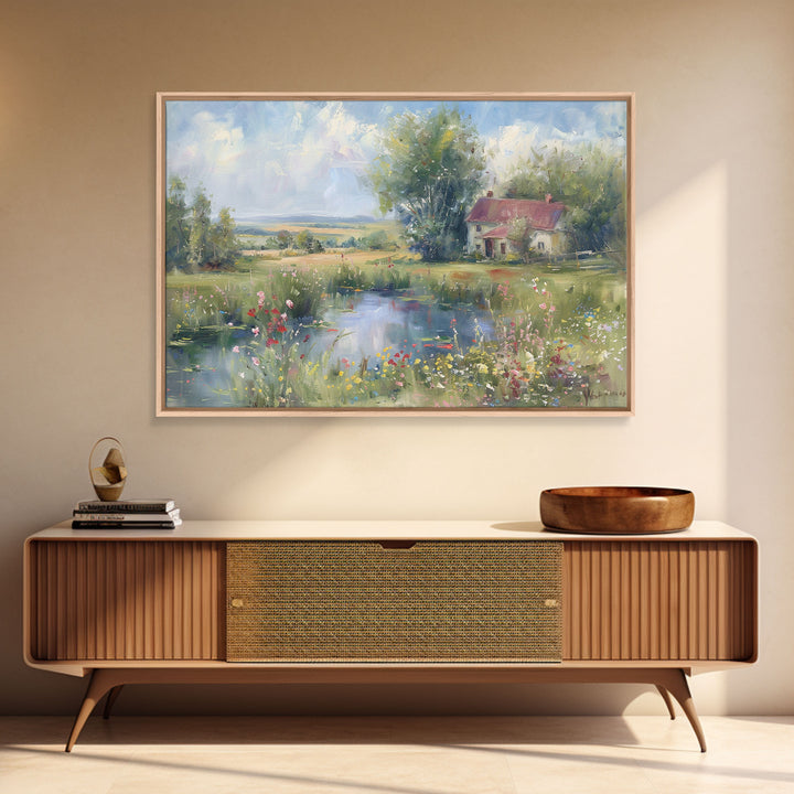 Cottagecore Farmhouse Print, Framed Wall Art, Wood Frame Art, Metal Print, Wall Art, Large Art, Landscape Painting, Country Decor