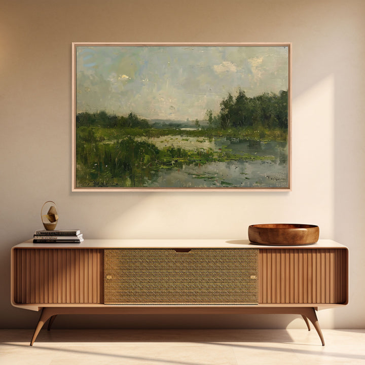 By The Water - Framed Canvas Print, English Landscape, Painting Print On Canvas Or Metal, Living Room Decor