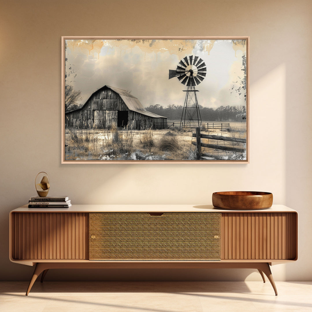 Minimalist Farmhouse Barn Wall Art Canvas Print Painting Metal Art Vintage Decor Country Art Frame Art Rustic Primitive Art Old Barn