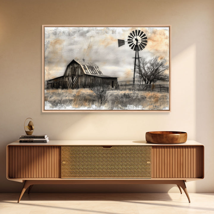 Farmhouse Barn Wall Art Canvas Print Painting Metal Art Vintage Decor Country Art Wood Frame Art Rustic Primitive Art Old Barn Painting
