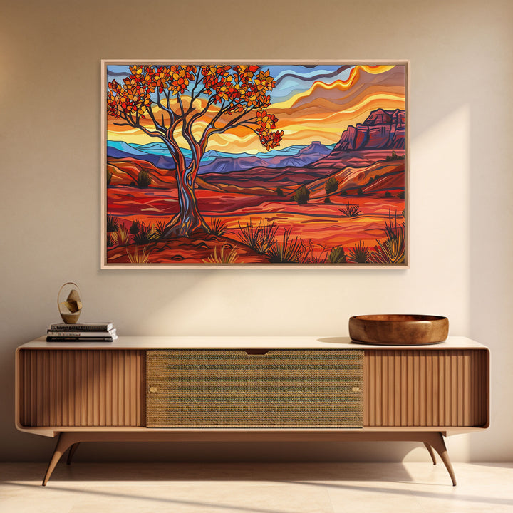 Retro Pop Art Desert Print, Van Gogh Inspired Wall Art, Rustic Southwest Decor, Farmhouse, Wild West, Wester Decor, Home Decor Living Room