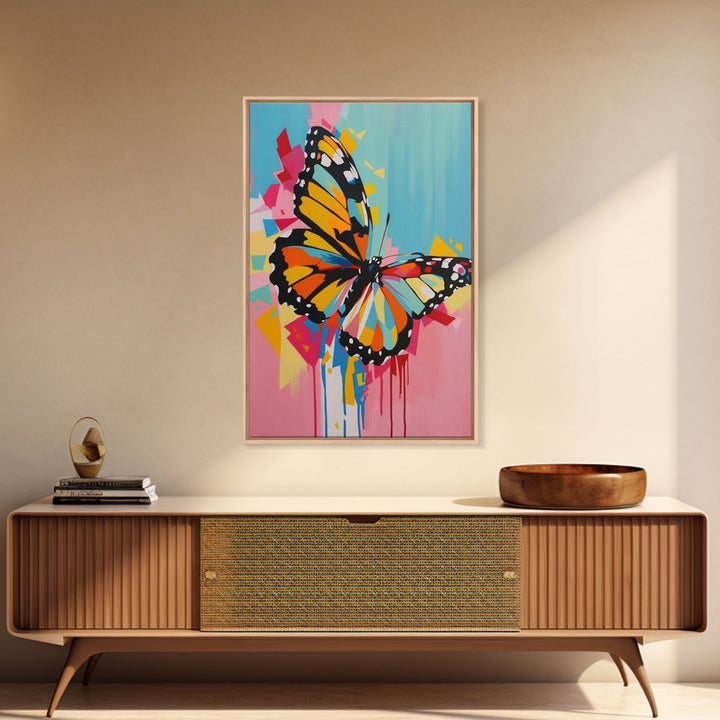Monarch Butterfly Framed Canvas Print - Colorful Wall Art, Living Room Decor, Vibrant Insect Art, Unique Artwork for Bedroom and Office
