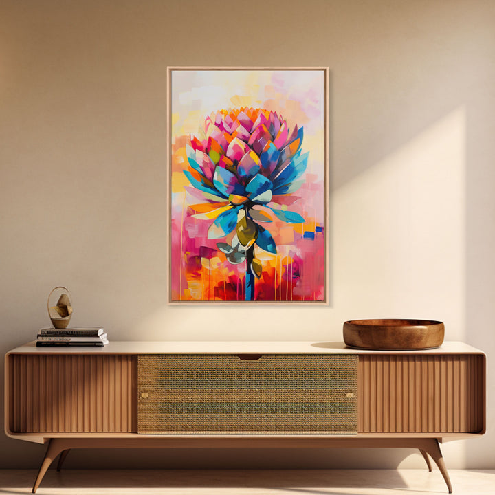 Colorful Rooster Art Framed Canvas Print - Farmhouse Wall Art, Living Room Decor, Vibrant Animal Art for Home Decoration