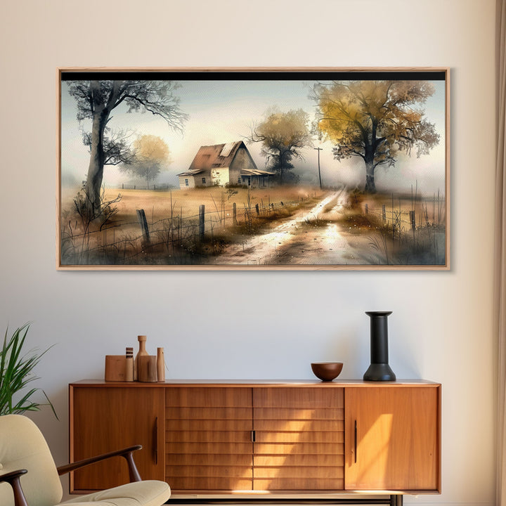 Desert Flora with Vibrant Flowers and Mountains, Colorful Framed Canvas Print for Home, Southwestern Style Wall Art, Nature Decor