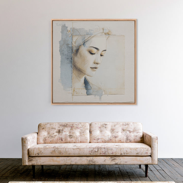 Minimal Line Portrait Canvas Print, Wall Art, Living Room Decor, Oil Painting, Minimalist Decor, Contemporary Art, WAL-1x1-30